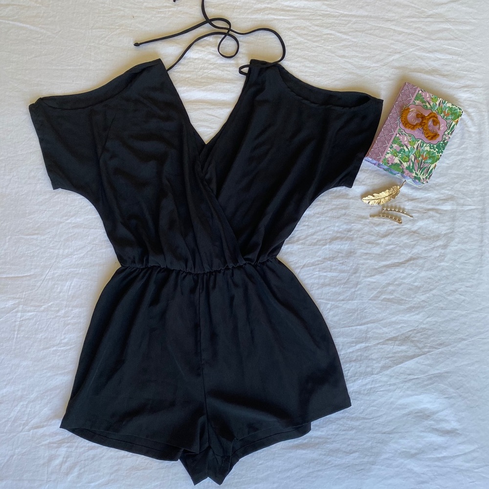 Plain BLACK Sexy Romper Dress - PEPPERMINT